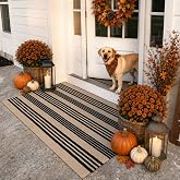 KIMODE Outdoor Rug Front Door Mats Fall Porch Rug Patio Rugs Entrance Mat | Striped, 3'x 5', Black and Khaki,Washable,Cotton Hand Woven Farmhouse,Welcome Layered Door Mats,Entryway Porch Fall Decor