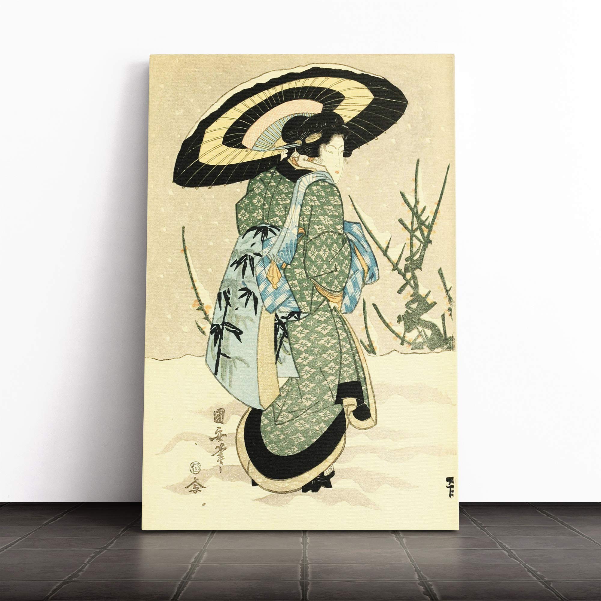 Wall Utagawa Kuniyasu Vintage Japanese Oriental Art (3) Canvas Print | Gallery Wrapped 30mm Frame Wall Art | 20x14 inches | Ready to Hang | Asian Picture | Living Room Bedroom Lounge Office