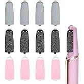 PEOVLVN 12 Pieces Pedicures Replacement Heads, Replacement Roller Refill Heads Compatible with Electric Foot File Callus Remover Pedicure Tools for Feet (Black, Gray, Pink)