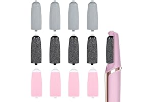 PEOVLVN 12 Pieces Pedicures Replacement Heads, Replacement Roller Refill Heads Compatible with Electric Foot File Callus Remover Pedicure Tools for Feet (Black, Gray, Pink)