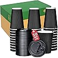 12oz Disposable Coffee Cups w/Snug Lids 100Set, Handy Paper Cups Anti-slip Insulated w/Sleeves for Hot Cold Drink, Safe Sturdy To Go for Party Meeting