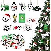 Chunful 36 Pcs Soccer Ornaments Wooden Soccer Ornament for Tree Bulk Hanging Tree Decorations DIY Crafts Sports Lover Gifts for Sport Game Day Party Supplies