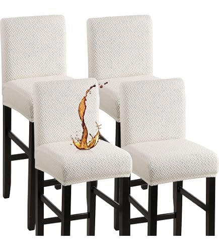 Mswborml Lot de 4/2 housses de chaise de bar carrées avec base élastique, housses pivotantes pour tabourets de bar de comptoir, housses de chaise amovibles, lavables en machine