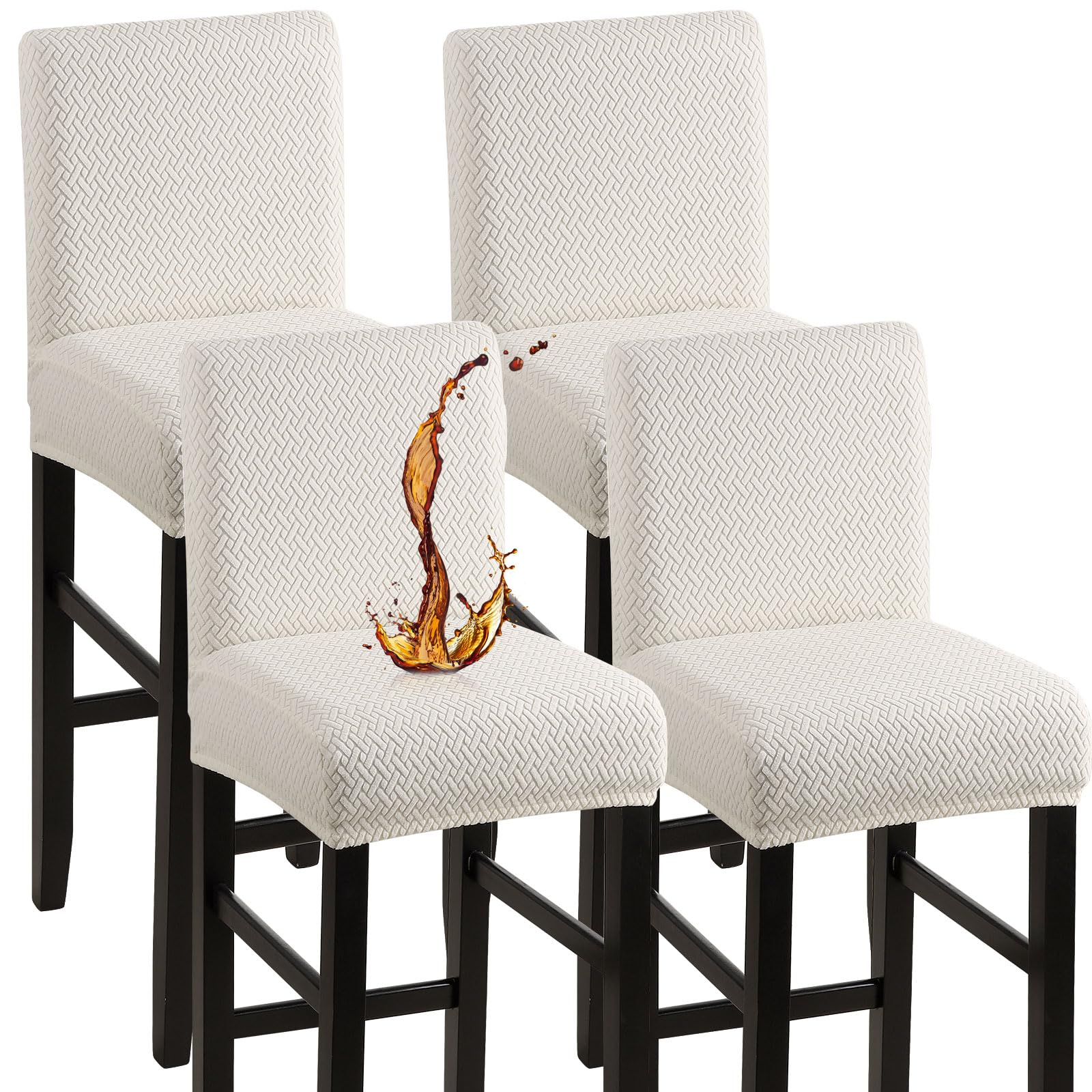 YISUN Waterproof Bar Stool Covers, Bar Chair Covers with Back, Removable Washable Chair Covers for Short Rotating Dining Chair Back Chair Bar Stool Chair