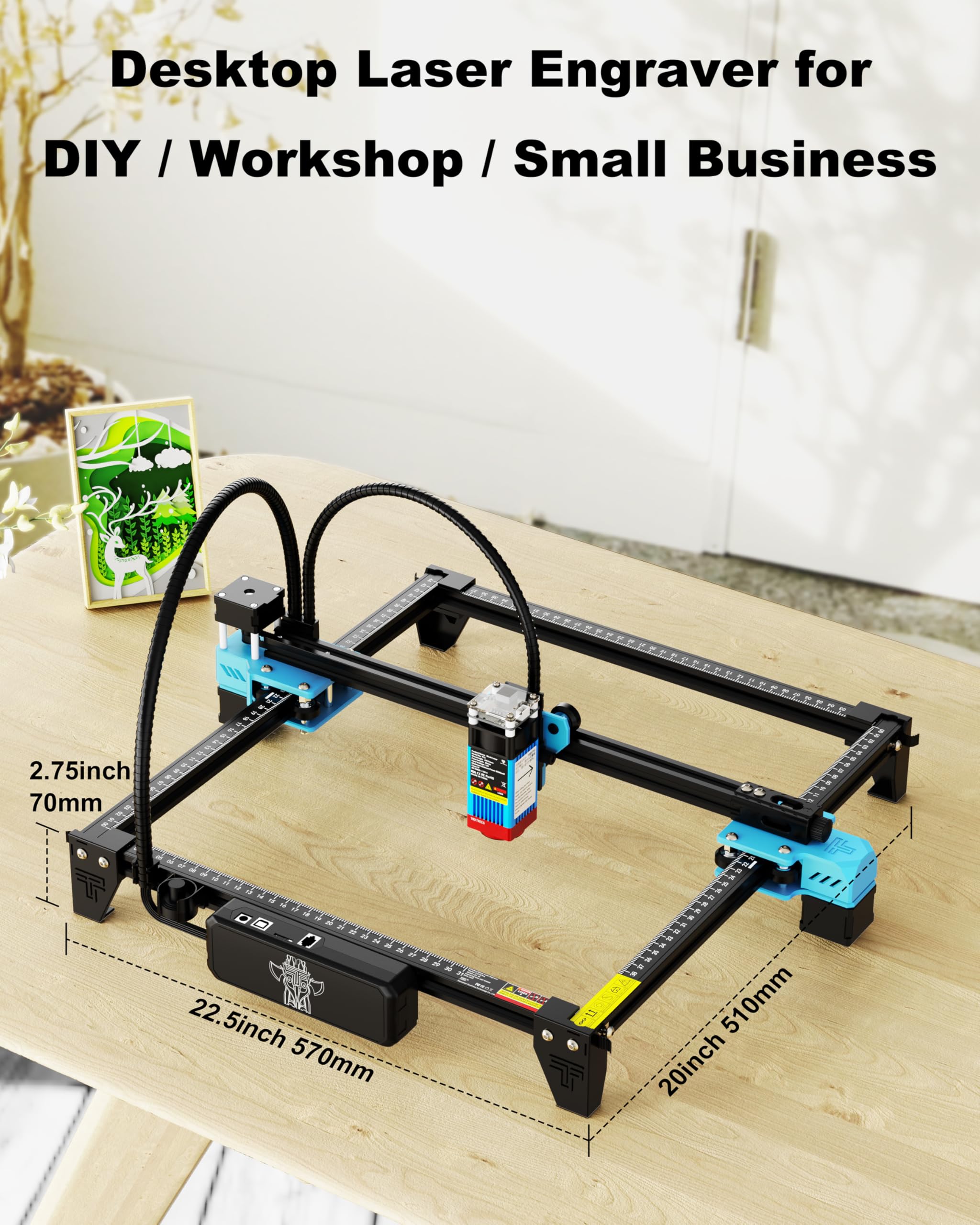 Twotrees TTS-55 Pro Laser Engraver 5.5W Laser Engraving Machine,Laser Cutter,500 mm/s Speed,0.08mm Laser Spot Engraver Machine for DIY,Wood,Metal,Acrylic,Glass,Stainless Steel