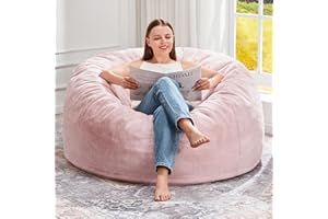 Hobestluk Bean Bag Chairs Giant Beanbag Chair with Filler, Memory Foam Bean Bags with Fluffy & Machine Washable Cover, Bean Bag Chairs for Aduts for Living Room, Bedroom (Pink, 3FT - 36” x 36” x 22”)