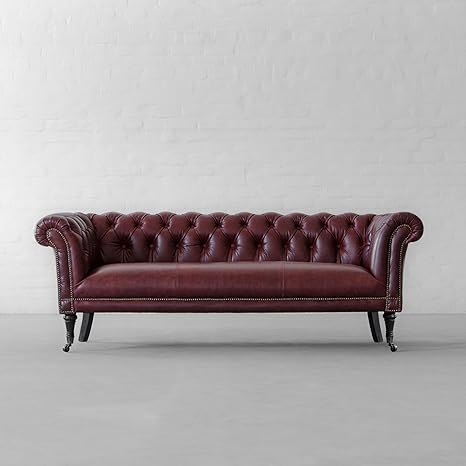Regiment Sofa Collection 3 Seater Burgundy Leather Amazon In