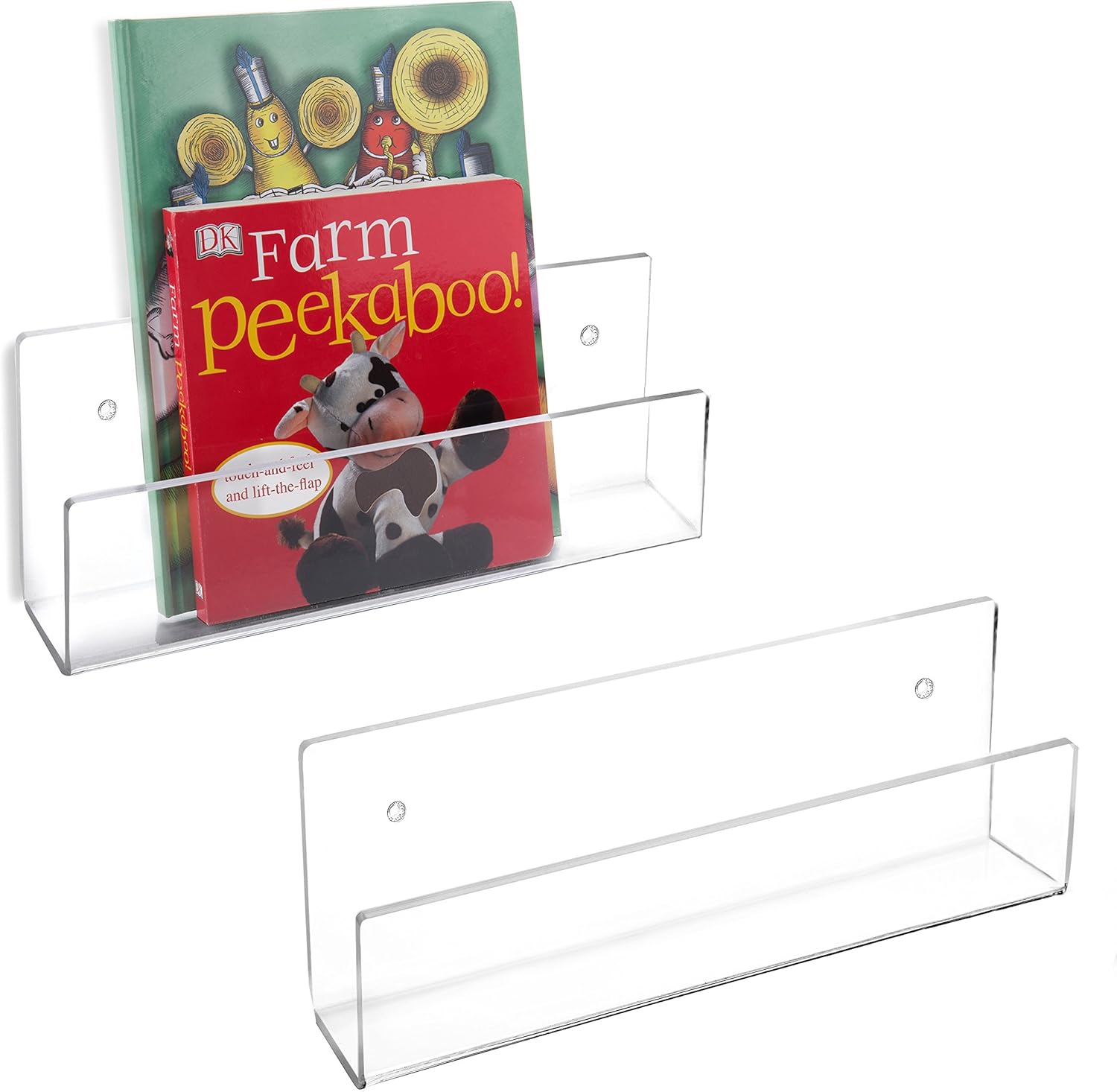 Wall Mounted Clear Acrylic Magazine, Brochure Display Holder Rack, Set of 2