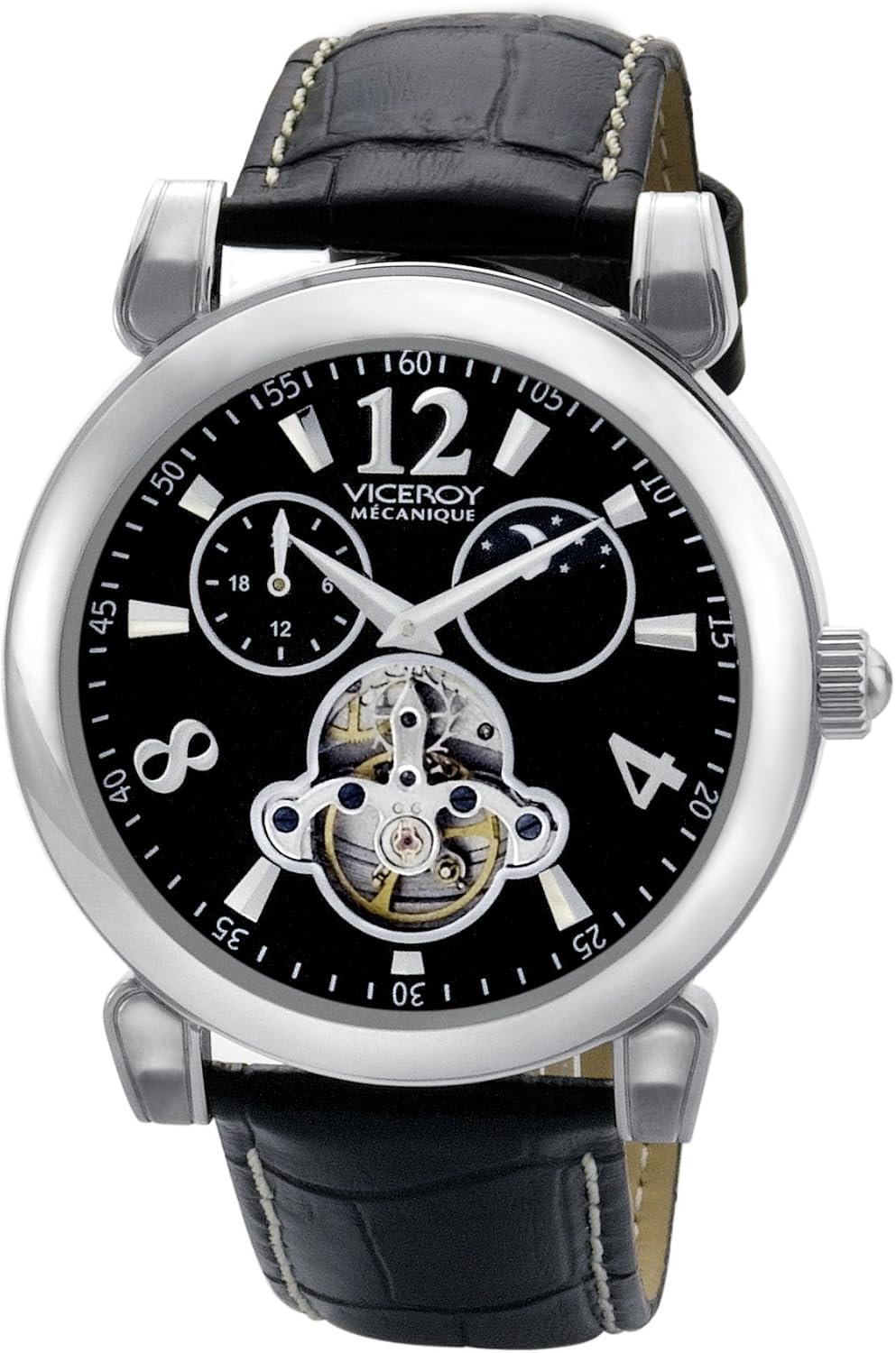 Viceroy Mécanique Collection Gents 24 Hours Sun and Moon Black Leather
