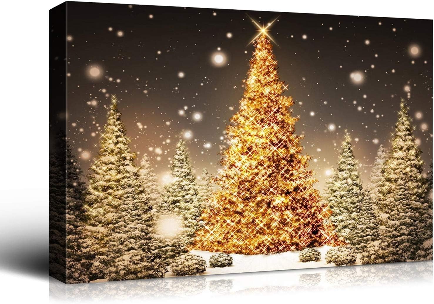 Wall Décor - Denozer - Canvas Wall Art Christmas Pictures Home Wall Decorations for Bedroom Living Room Paintings Canvas Prints Festival Gift Stretched and Framed Ready to Hang - 24x18 inches