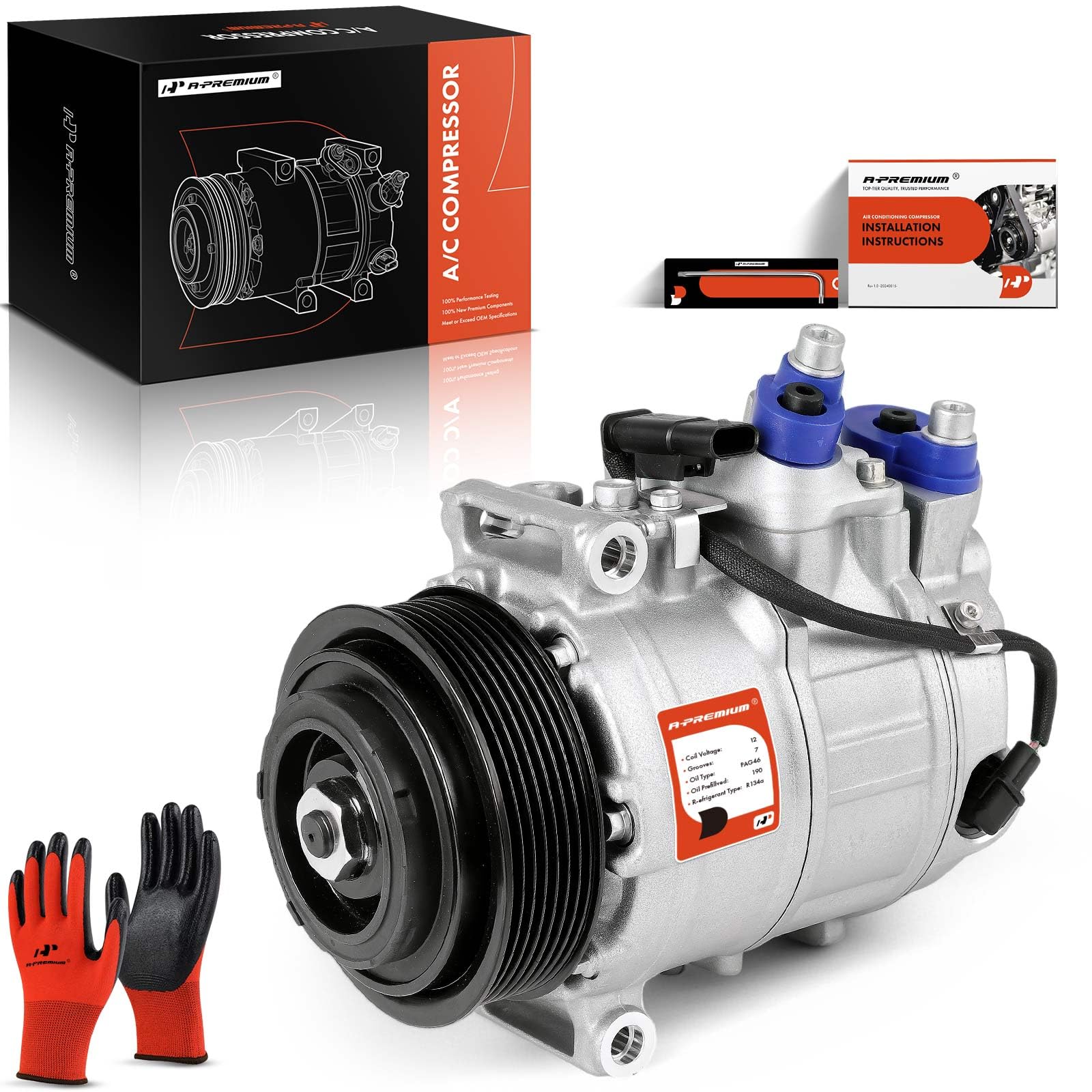 Photo 1 of A-Premium Air Conditioner AC Compressor with Clutch Compatible with Mercedes-Benz X166 Series GLS350d 2017, GL350 2016, 3.0L, with 7 Groove Pulley