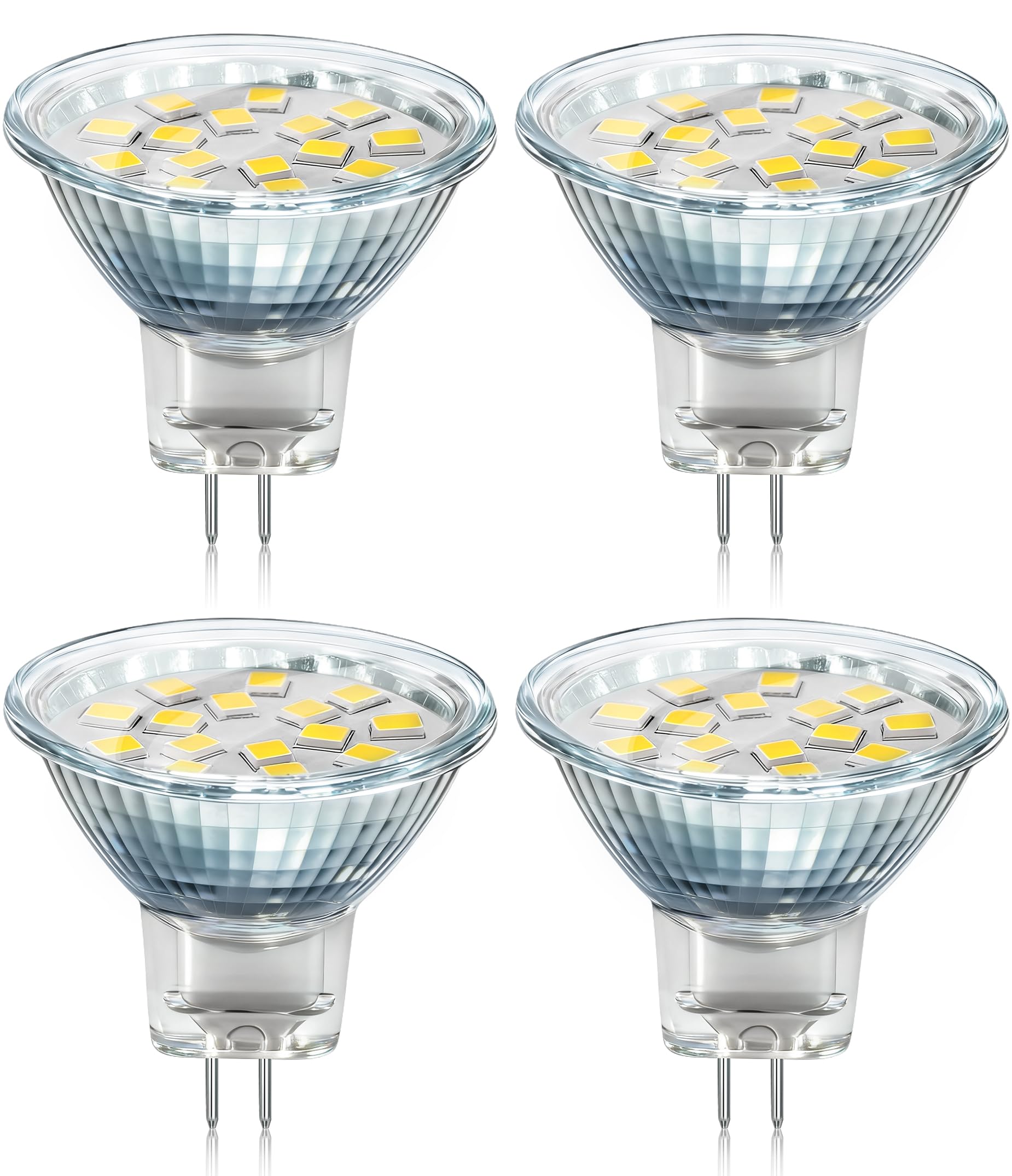Akynite MR11 GU4 2W LED Natural White 4000K, 250LM, AC DC 12V-24V, 120° Angle with Glass Cover, MR11 10W-20W Halogen Replacement, Energy Saving 35mm GU4 12V Spotlight Bulb for Cooker Hood, 4pcs — image 1