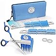 SCAREDY CUT Silent Pet Grooming Kit for Dog, Cat and All Pet Grooming - A Quiet Alternative to Electric Clippers for Sensitive Pets (Left-Handed Blue)