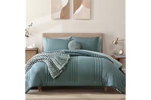 Monbix Comforter King Size, King Comforters Set 7 Piece, Breathable Solid Bedding Sets King with Comforters, Sheets, King Bed in A Bag with Sheets,Pillowcases & Shams (Dark Green King, 102"x90")