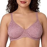 Bali Women's Lace Underwire Bra, Breathe Cotton Modal Lace Bras for Women, Full Coverage, Breathable, Convertible