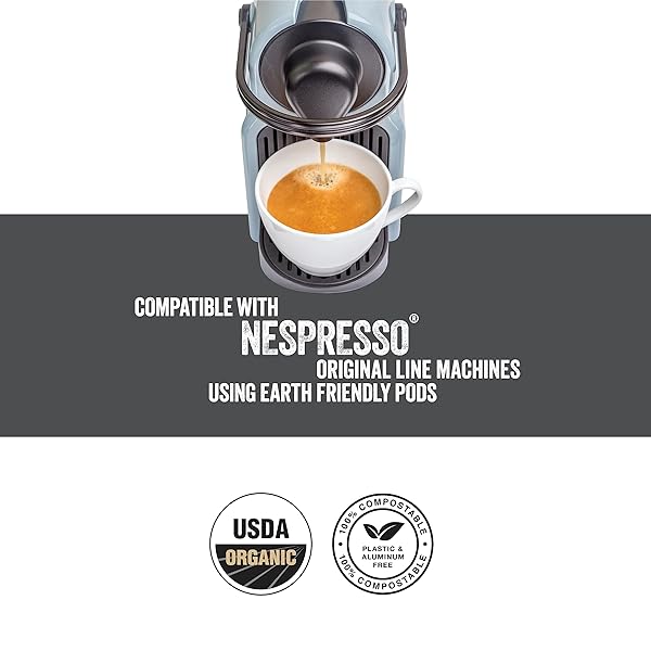 LA NATURA LIFESTYLE ORGANIC ESPRESSO INTENSO COFFEE PODS – 100% ARABICA, ALUMINUM-FREE PODS – COMPATIBLE WITH NESPRESSO ORIGINAL LINE – RICH AROMA COFFEE CAPSULES – PACK OF 10