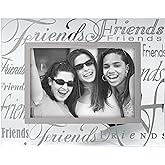 Malden International Designs 3038-46 Mirrored Glass With Silver Metal Inner Border Friends Picture Frame, 4x6, Clear