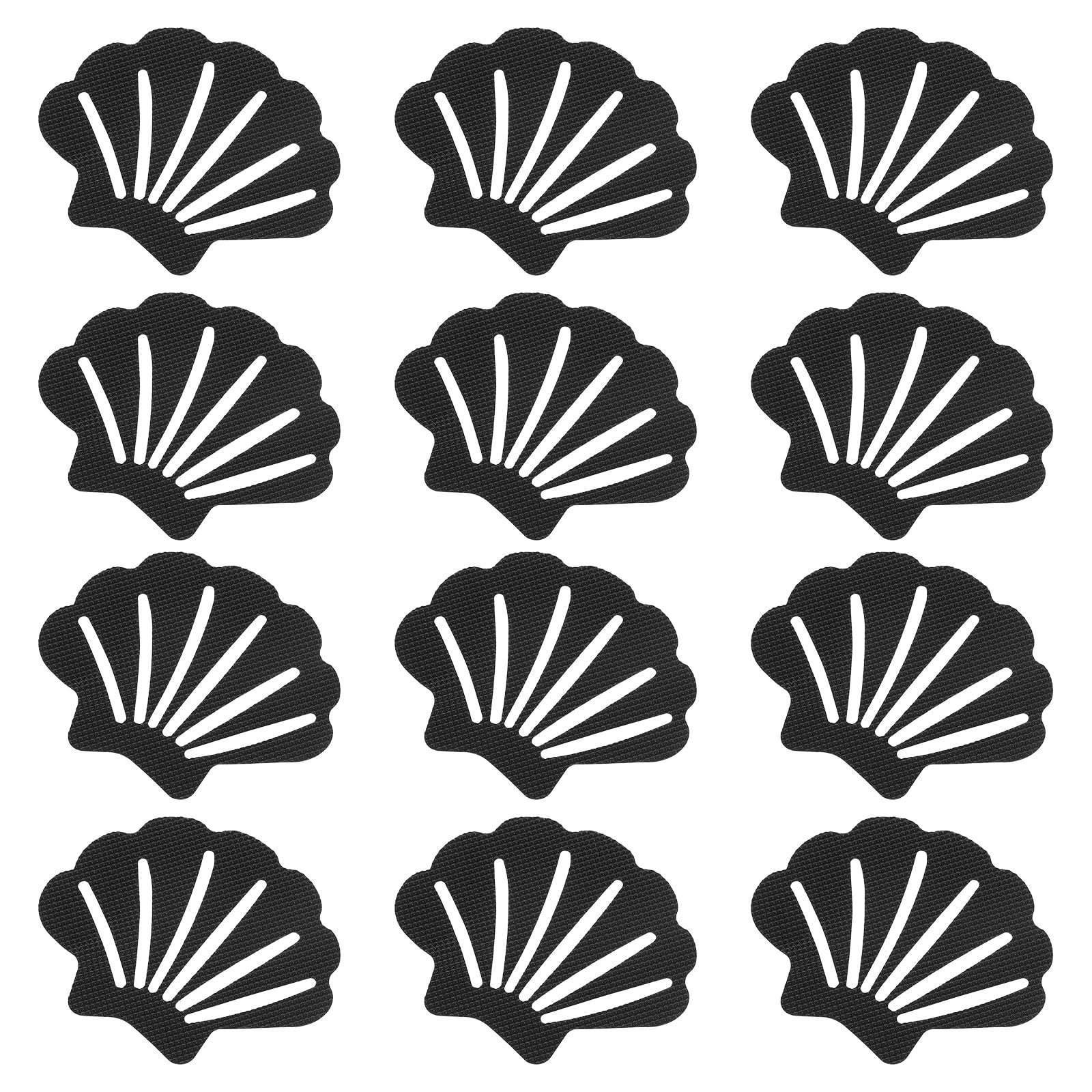 PATIKIL 12Pcs Non Slip Bathtub Stickers, Anti Slip Shower Stickers Bathroom Shower Floor Decals Sea Shell Shape Cute Treads Tubs, Black