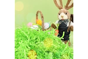 TCAIRG 1/2 LB Easter Grass Basket Filler Recyclable Paper Shred for Easter Basket Filler Creative Eggs Decor Gift Wrap Crinkle & Filler Paper - Lime Green