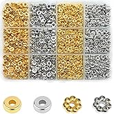 Looconi 1500pcs 6mm Silver and Gold Flat Round Spacer Beads for Jewelry Making DIY Bracelet Necklace Earring Craft Supplies