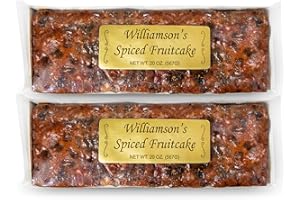 WILLIAMSON GOURMET FRUITCAKE Williamson's Spiced Fruitcake, Fruit Cake, Freshly Made, Gourmet Snack, Food Gift with Fine Fruits and Nuts (20 Oz, Pack of 2)