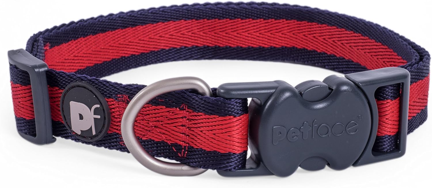 Petface Scarlet Stripe Pattern Dog Collar, Medium