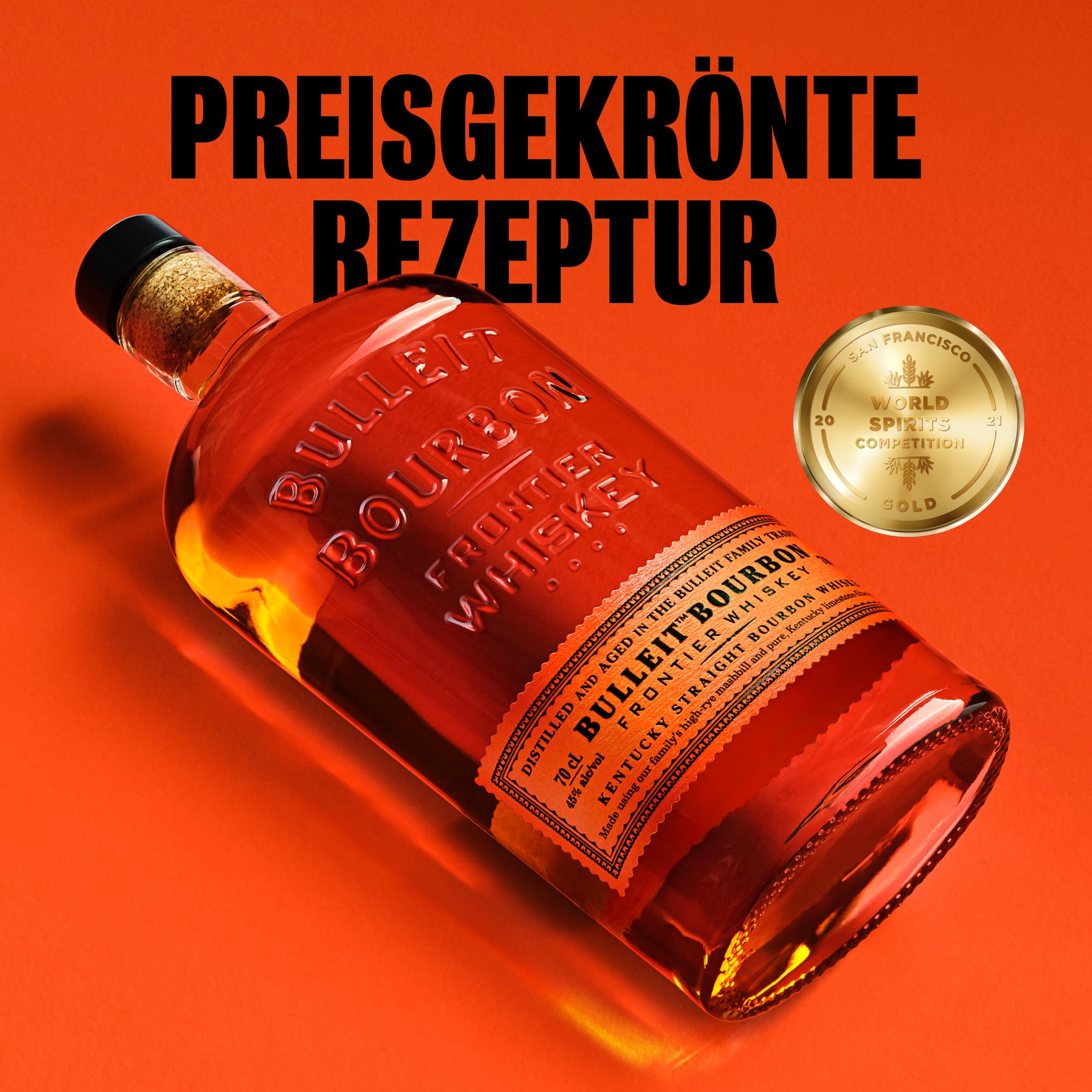 Bulleit Bourbon Frontier, American High Rye Whiskey, Geschenkempfehlung für Freunde & die Liebsten, handverlesene Kentucky Tradition, 45% vol, 700ml Einzelflasche 2