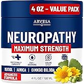 Neuropathy Cream - Maximum Strength - Arnica, MSM, Hemp Seed Oil, Ginkgo Biloba, Capsaicin - Non-Greasy with Cooling Effect - Value Pack - Natural Ingredients - Formulated in USA