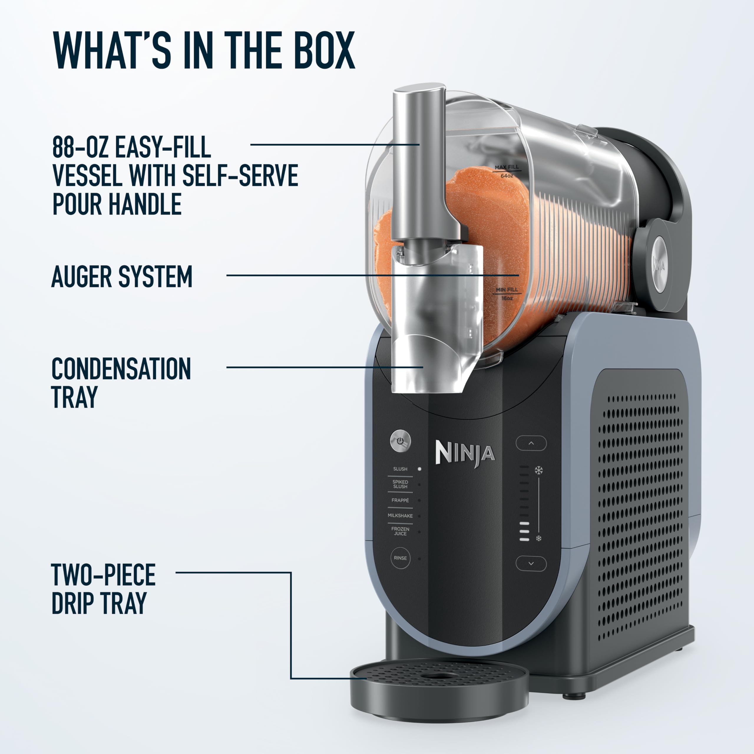 Ninja SLUSHi with RapidChill Technology, 88 oz. Frozen Drink & Slushie Machine, 5 Preset Programs, Margaritas, Frappés, and More, Premium Accents, Black, FS301