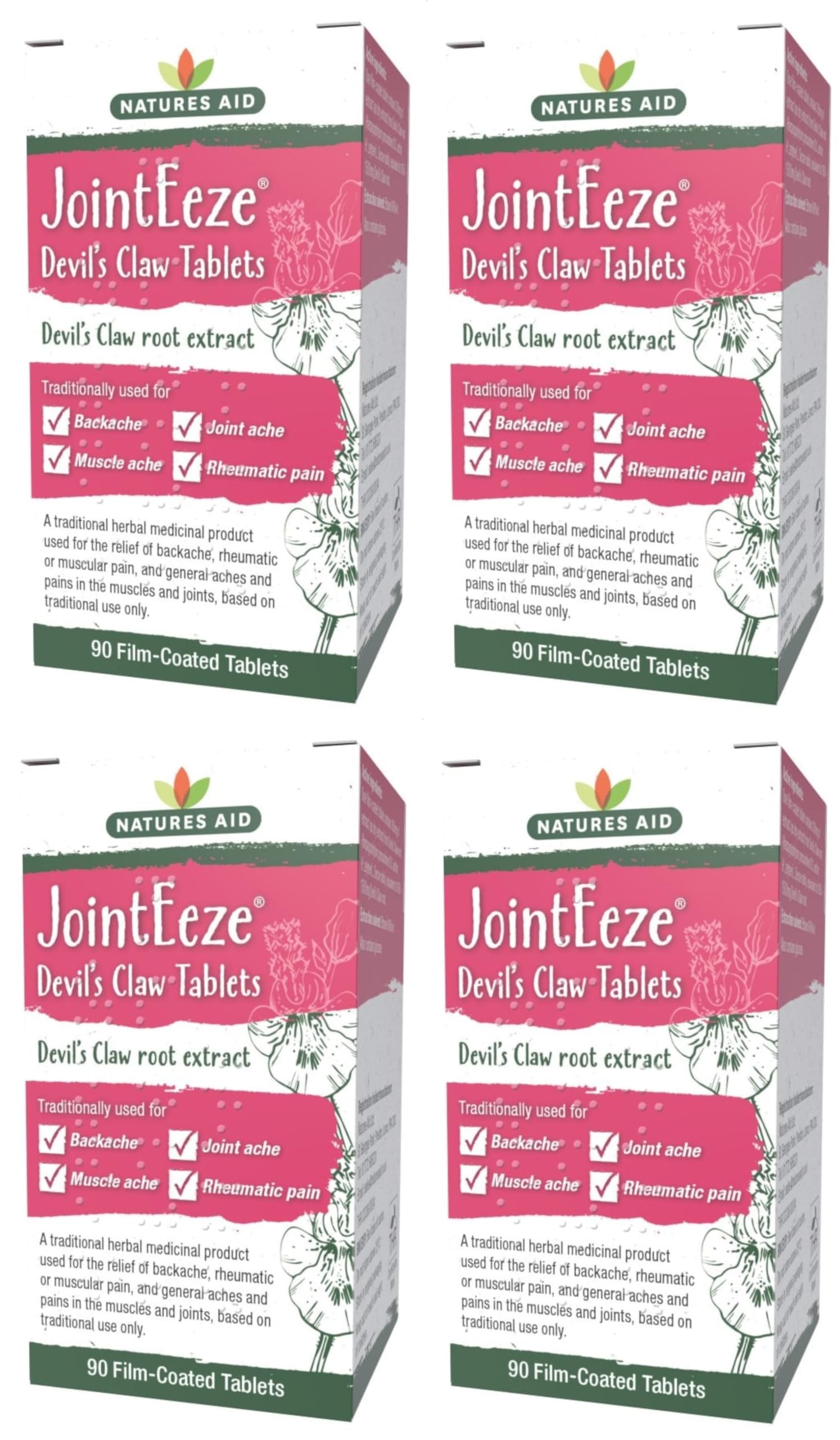 Natures Aid JointEeze 300mg (Equivalent 1050-1500mg of Devils Claw Root) 90 Tabs - 4 Pack