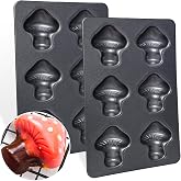 Elesinsoz 2 Pack Mushroom Baking Pan, 6-Cavity MushroomMuffin Pan Non-stick Cake Pan Heavy Carbon Steel for Oven Baking Cookies Cake Chocolate Madeleine