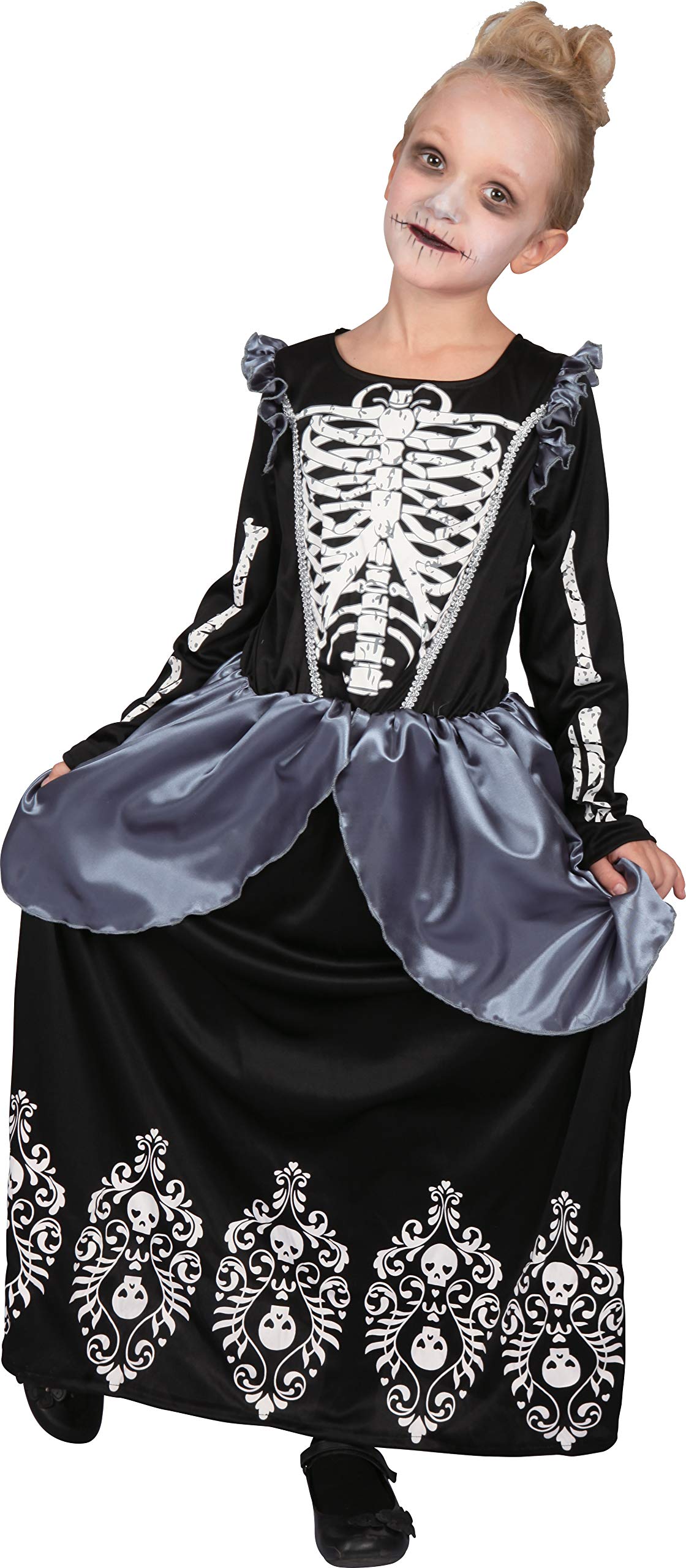 Ciao 13036.8-10 Strega Girl's Witch Queen of Skeletons Costume, 8-10 Years, Black