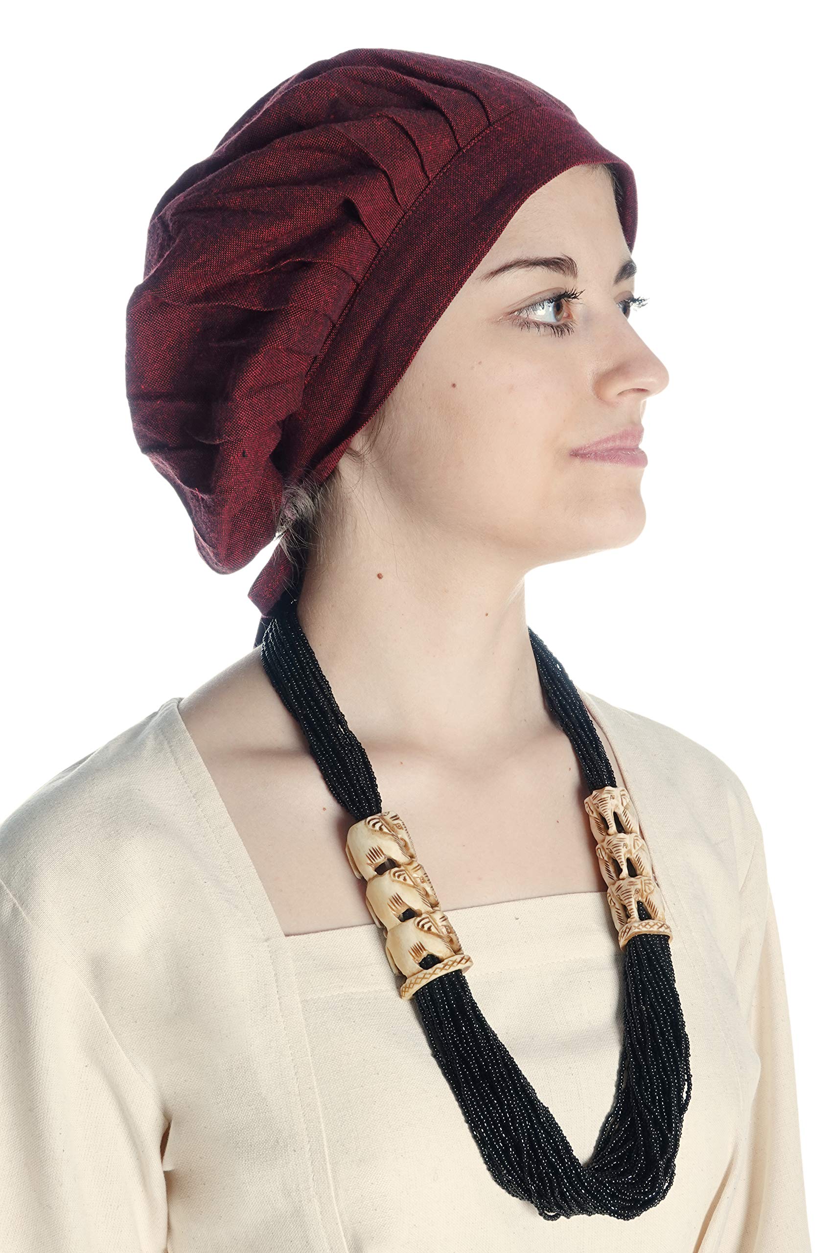 HEMAD Lady Bonnet with tie Dark red Pure Cotton