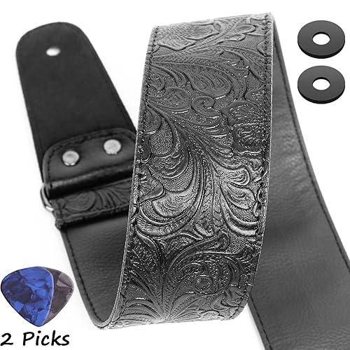 UK MADE CELTIC DESIGN REAL LEATHER GUITAR STRAP BROWN Amazon.co.uk