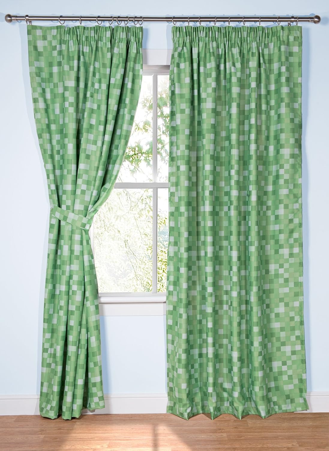 John Aird Pixel Light Reducing Curtains Green 168 X 183cm 66 X