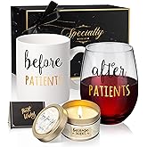 Before Patients, After Patients 11 oz Coffee Mug and 18 oz Stemless Wine Glass Set Gifts Idea for Nurses, Doctors, Hygienists, Physician, Dentists Unique Birthday Graduation Gifts Idea