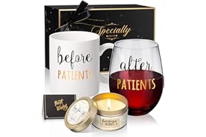 GEMWI Before Patients, After Patients 11 oz Coffee Mug and 18 oz Stemless Wine Glass Set Gifts Idea for Nurses, Doctors, Hygienists, Physician, Dentists Unique Birthday Graduation Gifts Idea