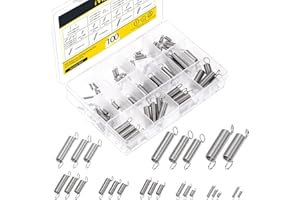 Mardatt 100Pcs 25 Sizes Stainless Steel Extension Springs Kit, Extension Spring with Hook Ends, Small Spring Compression Spri