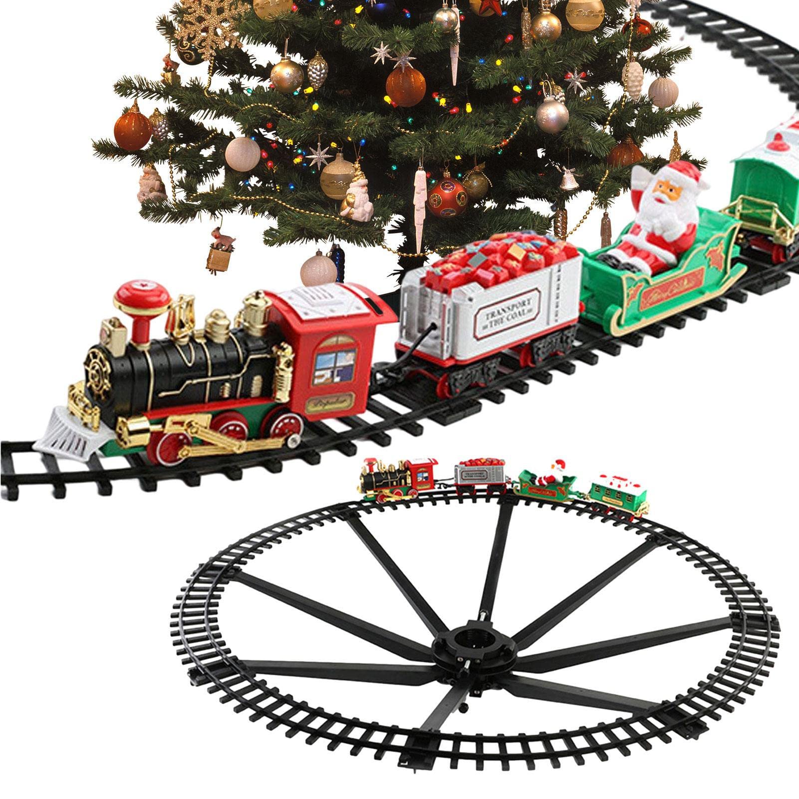 Christmas Train Steam Train Set for Around Christmas Tree Electric Toy Train with Lights for Kids Christmas Train Electric Hanging Decorative Track Set with Sound and Light Christmas Toy Set for Kids