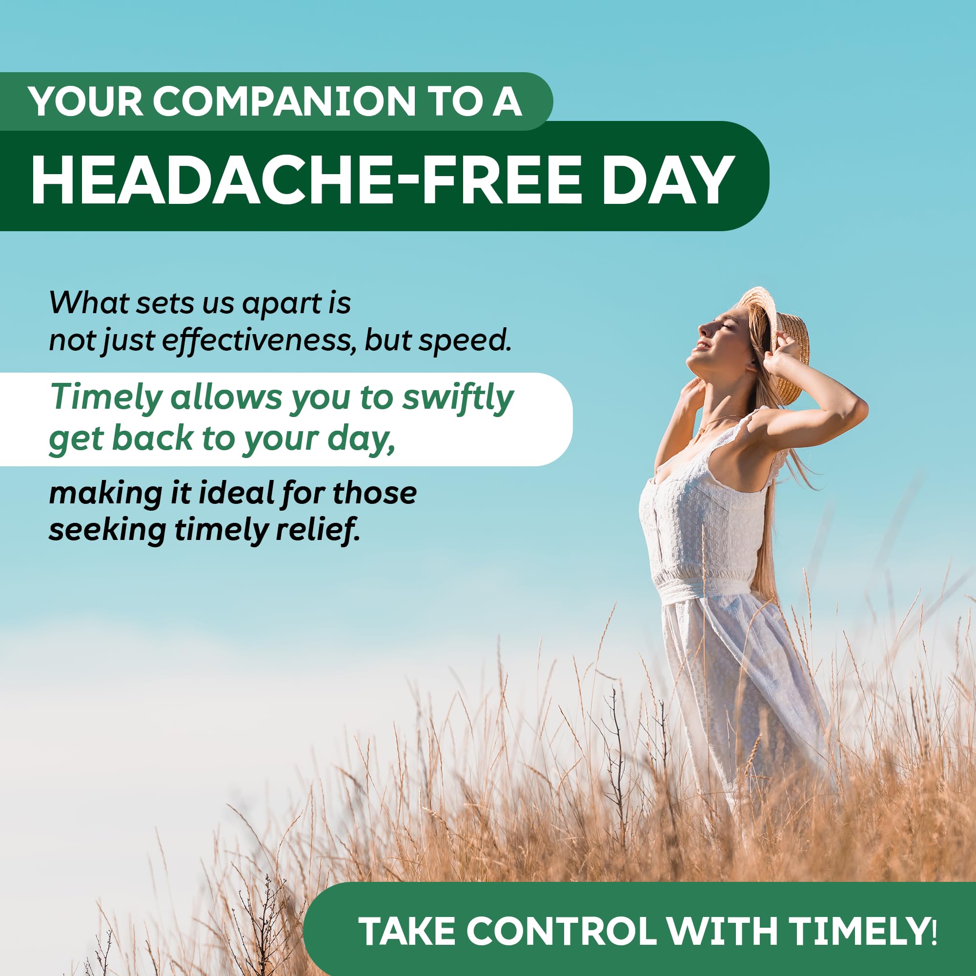 TIME-CAP LABS, INC. Timely Extra Strength Headache Relief - Acetaminophen with Aspirin & Caffeine (200 Caplets) - Headache, Migraine & Back and Body Pain & Muscle Aches - Extra Strength - Made in USA