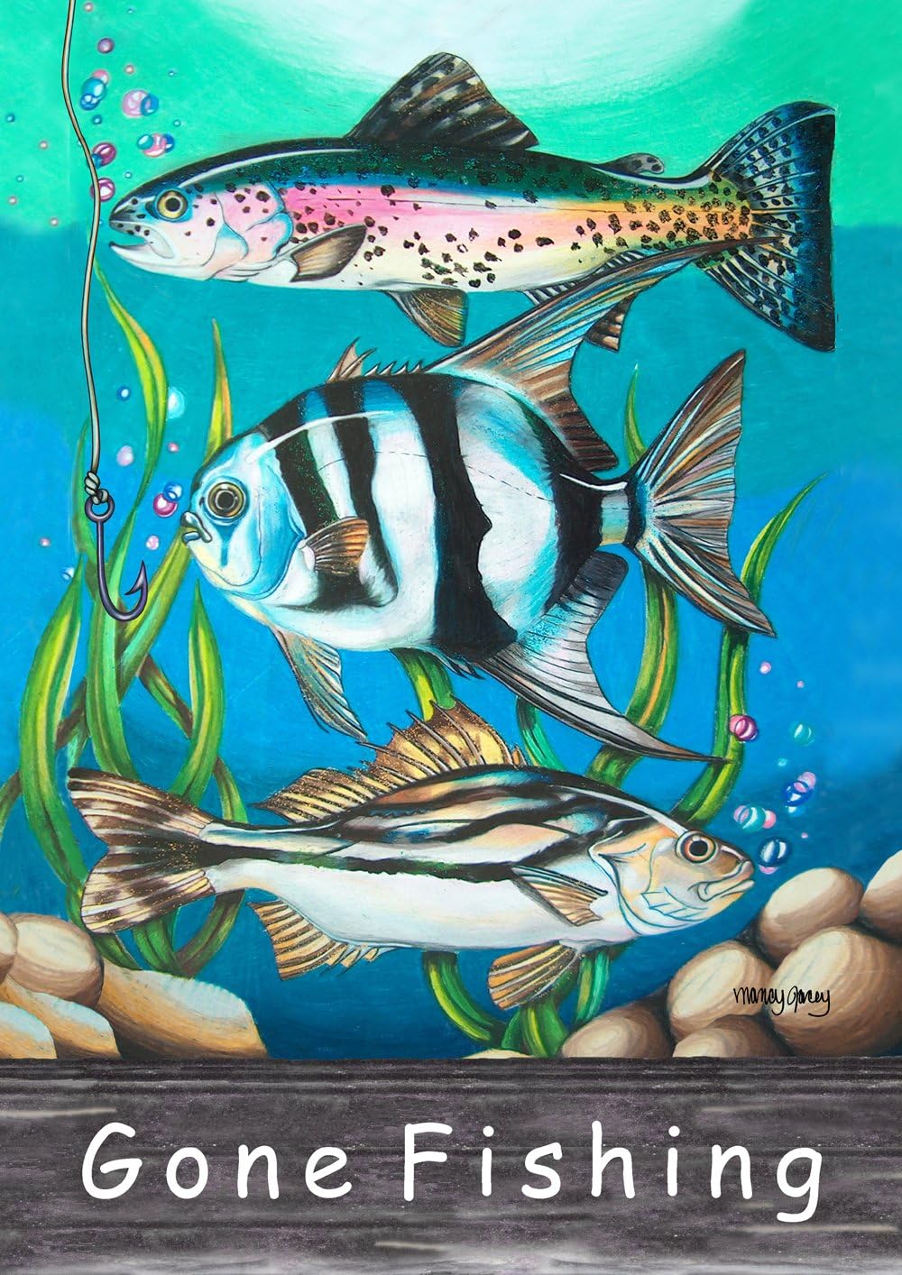 Toland Home Garden 1112108 Gone Fishing 12.5 x 18 Inch Decorative, Garden Flag (12.5