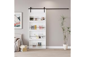 ARK DESIGN 84" Manufactured Wood Bookshelf Style Barn Door Primed with Mounting Hardware Kit, 30" x 84"