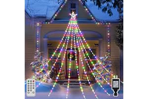shineshine Christmas Lights 352LED 11.5FT, IP67 Waterproof Outdoor Christmas Decorations with 8 Lighting Modes, Remote Control Multicolor Tree Lights for Outside Yard House