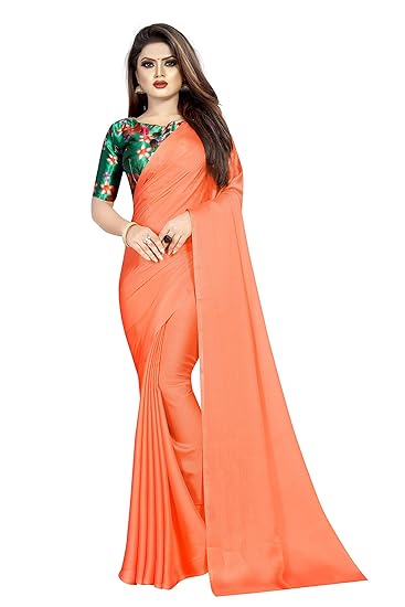 Market Magic World Womens Chiffon Saree With Digital Printed Bloues Piece