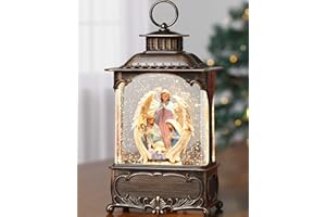 Blansong Angel Snow Globe Lantern Nativity Snow Globe Christmas Decorations for Home with Timer, USB and Battery Powered Nativity Scene Decor 10.2 inch (Angle Nativity)