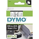 DYMO Standard D1 Labeling Tape for LabelManager Label Makers, Black print on White tape, 3/8'' W x 23' L, 1 cartridge