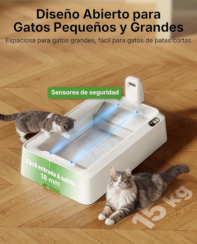 PUROBOT Crystal Duo caixa de areia autolimpante para gatos, câmara com IA, caixa de areia autolimpante para gatos, limpeza bidirecional, tabuleiro substituível, rastreio sanitário, eliminação de odores