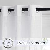 PONY DANCE Linen Look Voile Curtain Panel 100x90 White Eyelet Top view 2