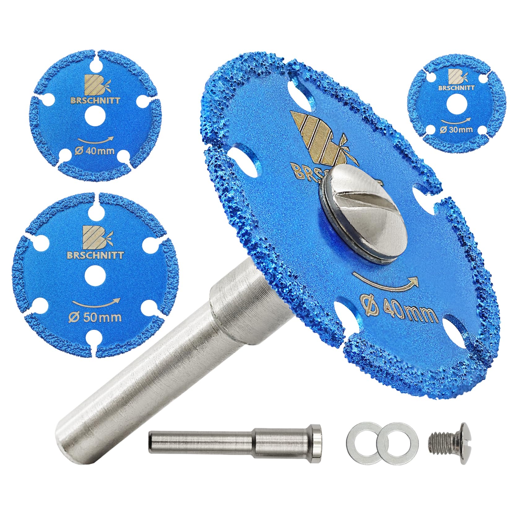 BRSCHNITT Mini Diamond Metal Circular Saw Blade 30/40/50MM - 6mm Round Shank metal and Stainless Steel Cutting Wheel for Wood/Metal/Plastic