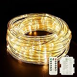 Fitybow LED Rope Lights Battery Operated String Lights 40Ft 120 LEDs 8 Modes Hanging Fairy Lights Dimmable/Timer with Remote 